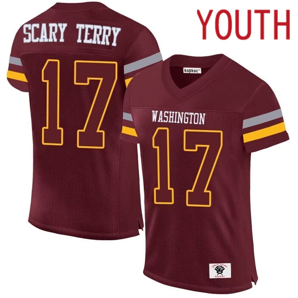 Youth NFL Washington Commander #17 Scary Terry 2024 Nike Game red throwback Jersey